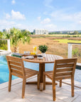 Round teak outdoor table