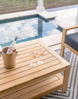 Harbor Classic Luxury Outdoor All Teak Club Chair With Sunbrella Dark Gray Cushions