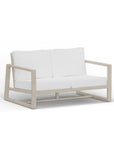 Best Quality Luxury Outdoor Loveseat In Weathered Gray Teak And Weatherproof Sunbrella Cushions