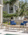 Modern teak outdoor loveseat