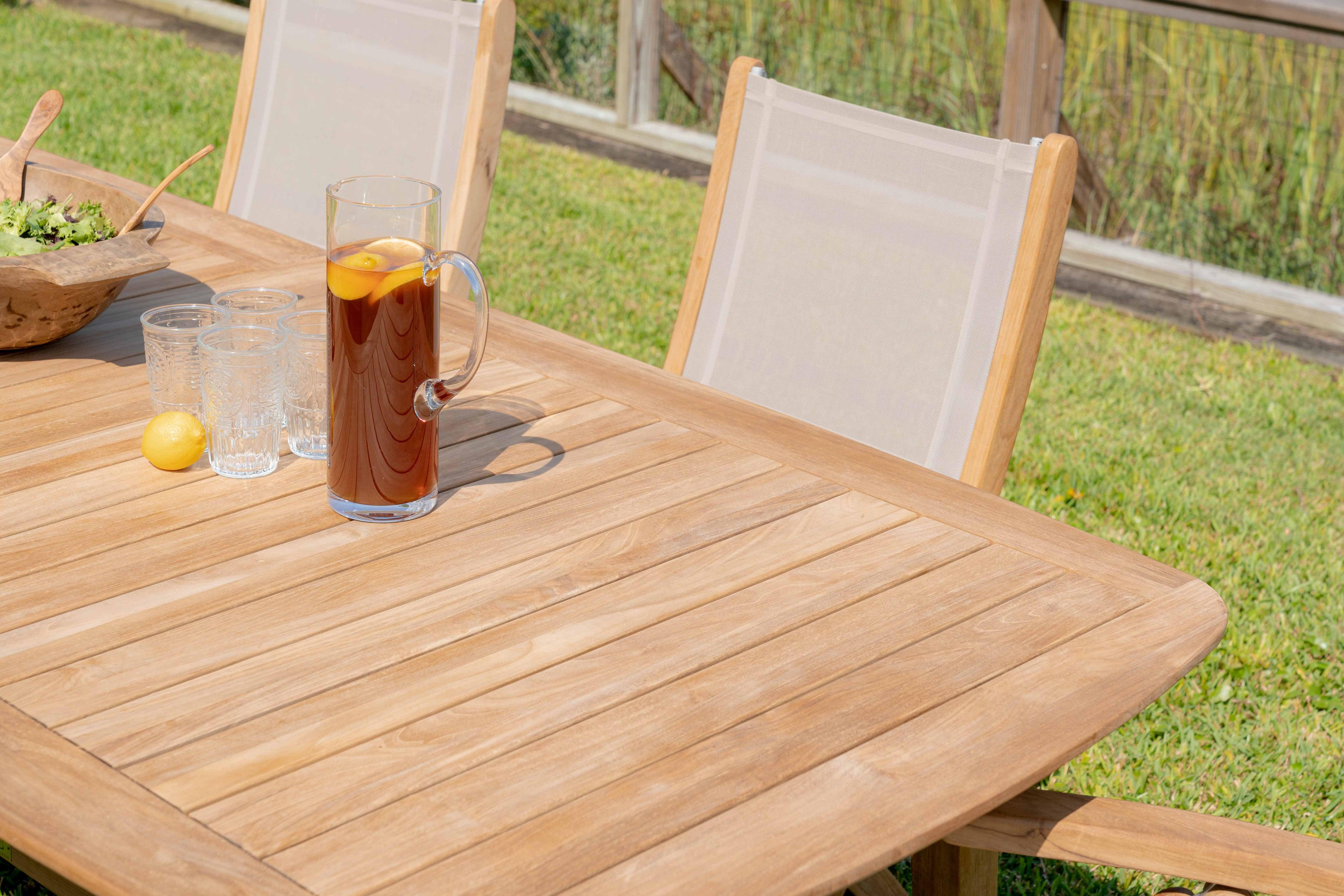 Highest Quality Luxury All Teak Outdoor Extension Dining Table From 8 Feet To 10 Feet