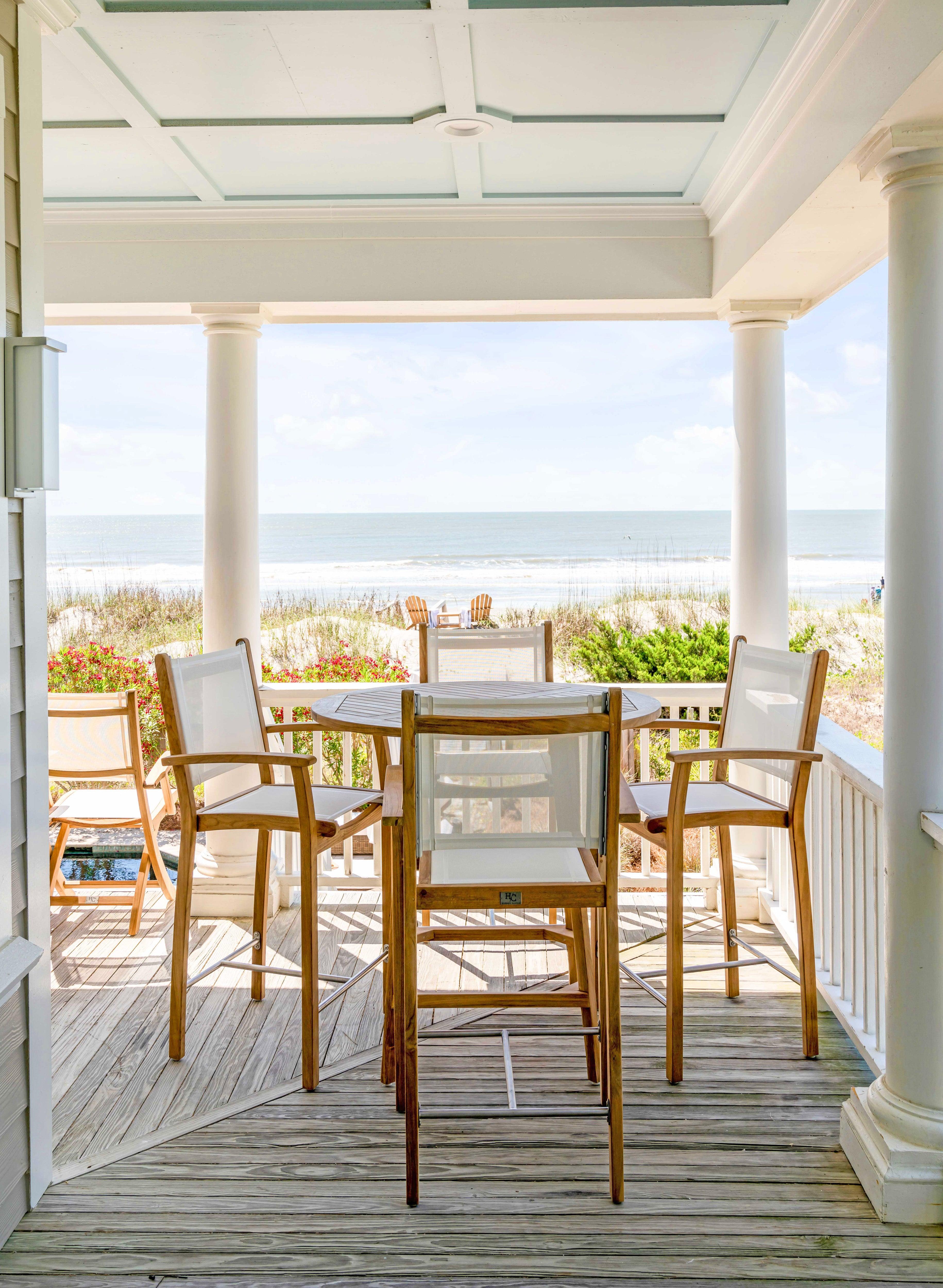 The Luxury Teak Outdoor Bar Table &amp; Teak Chairs