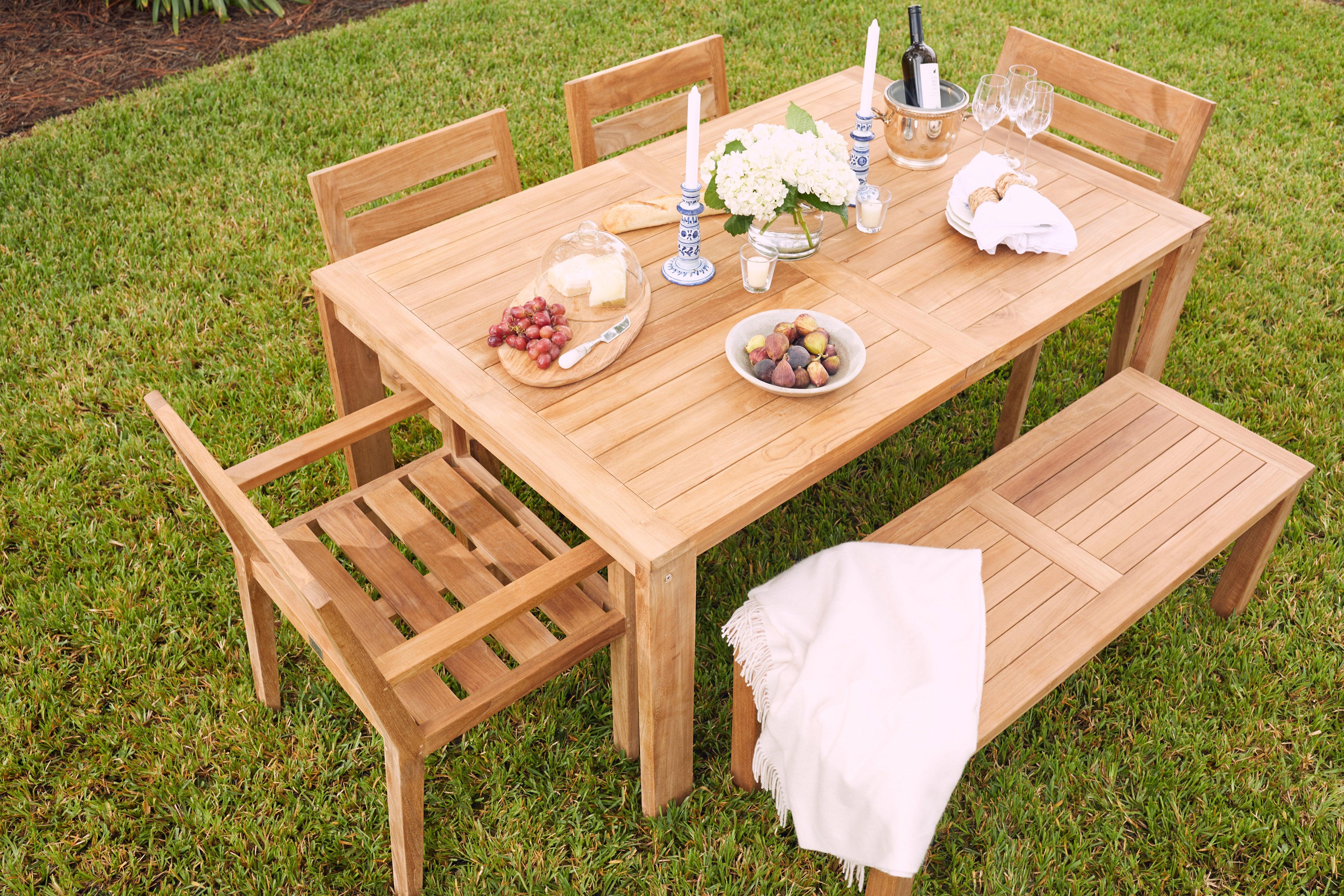 Modern Teak Outdoor Dining Chair With Arms